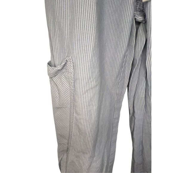 Aerie Blue And White Striped Tie Waist Pants With Side Pocket - Picture 4 of 6